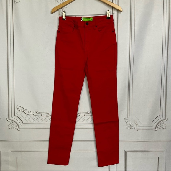 Sandrine Rose FREE PEOPLE Skinny Jeans Blood Red Cotton & Elastane Denim Sz 26 - Picture 2 of 8